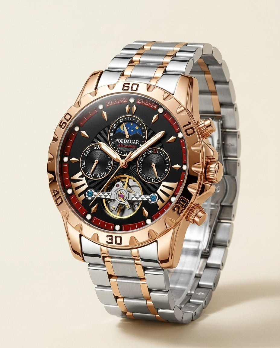 Eclipse Tourbillon-Style Automatic Gold case, Black dial hero