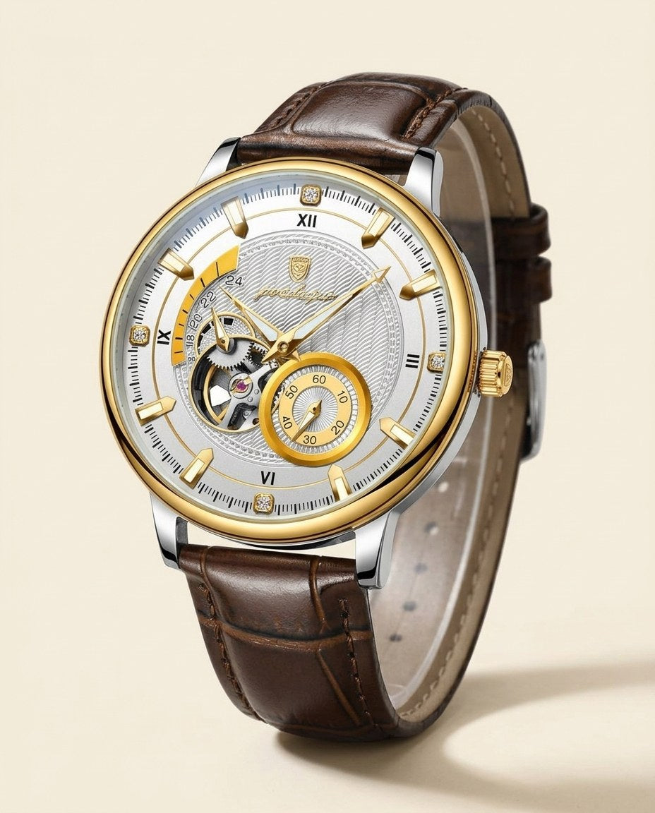 Royal Open-Heart Automatic (Leather) Gold case, White dial hero