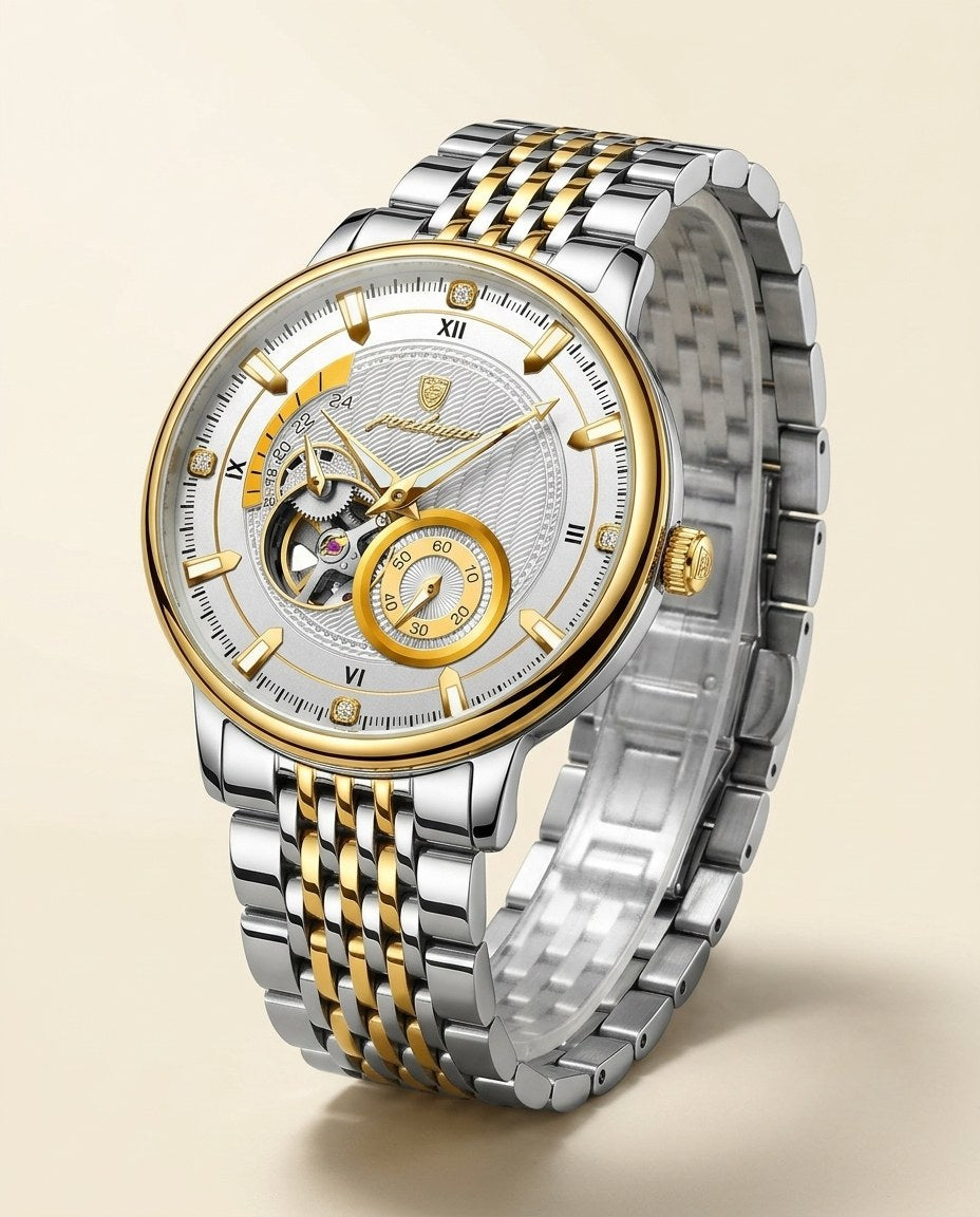 Royal Open-Heart Automatic (Steel) Gold case, White dial