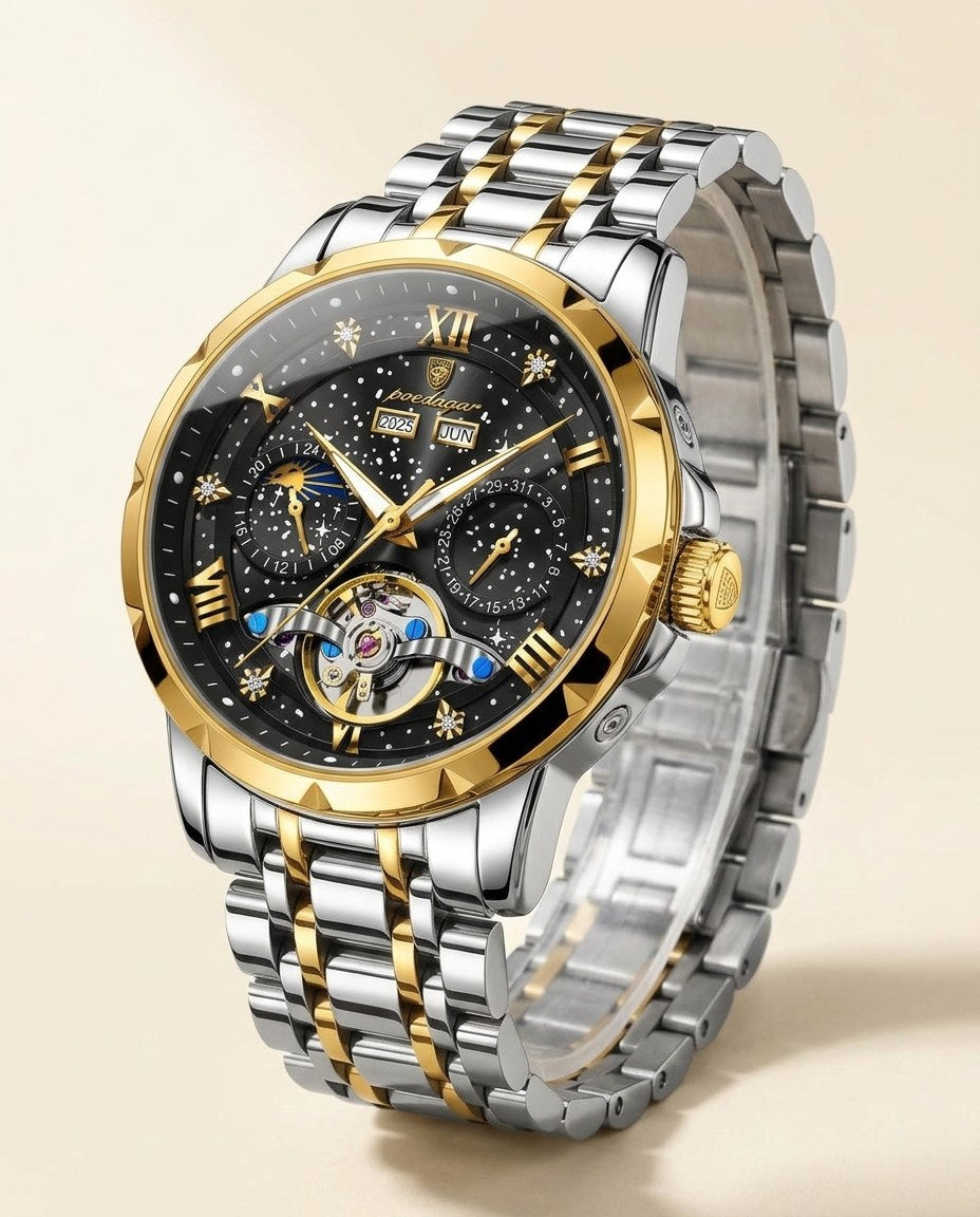 Starlight Open-Heart Automatic Gold case, Black dial