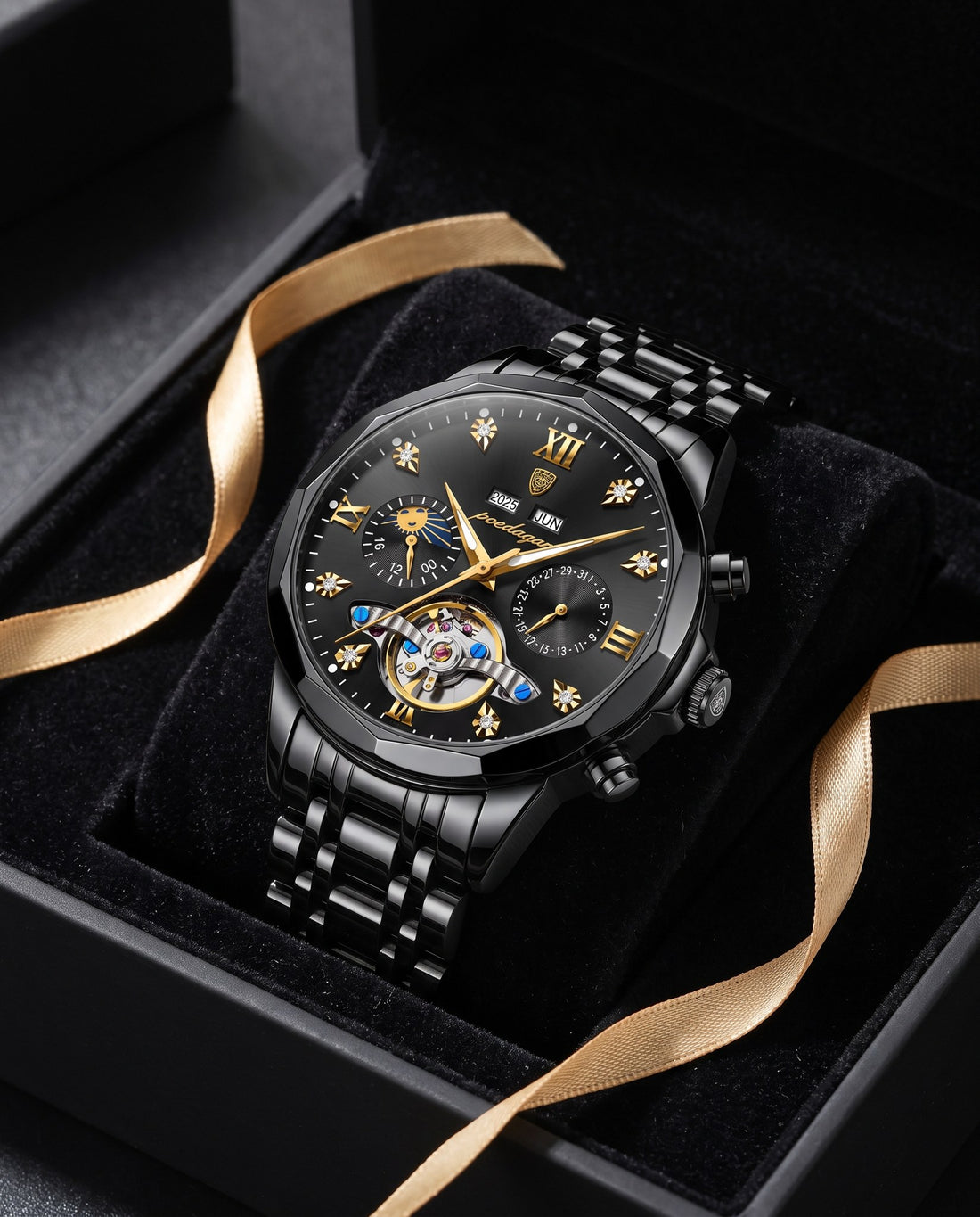Grand Open-Heart Automatic Black case, Black dial in the gift box