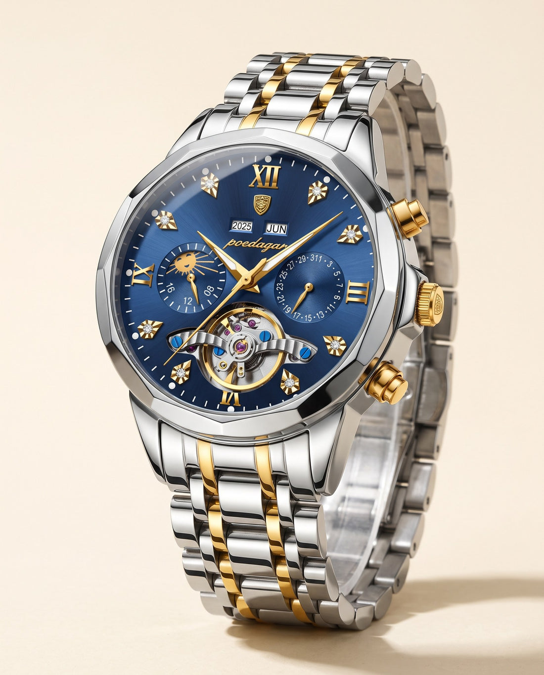 Grand Open-Heart Automatic Gold case, Blue dial