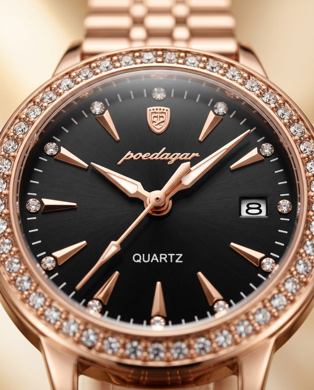 Sparkle Crystal Ladies Black dial dial close-up