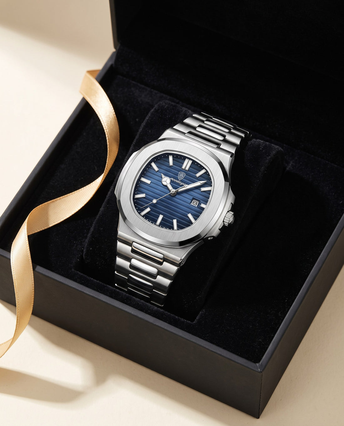Blue Octagon Classic Silver case, Blue dial in the gift box