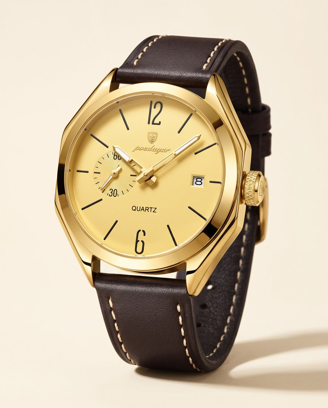 Heritage Leather Classic Gold case, Gold dial