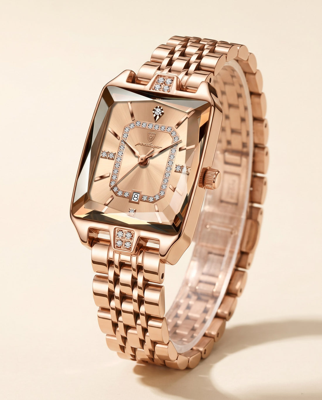 Gem Rectangle Ladies Gold case, Gold dial