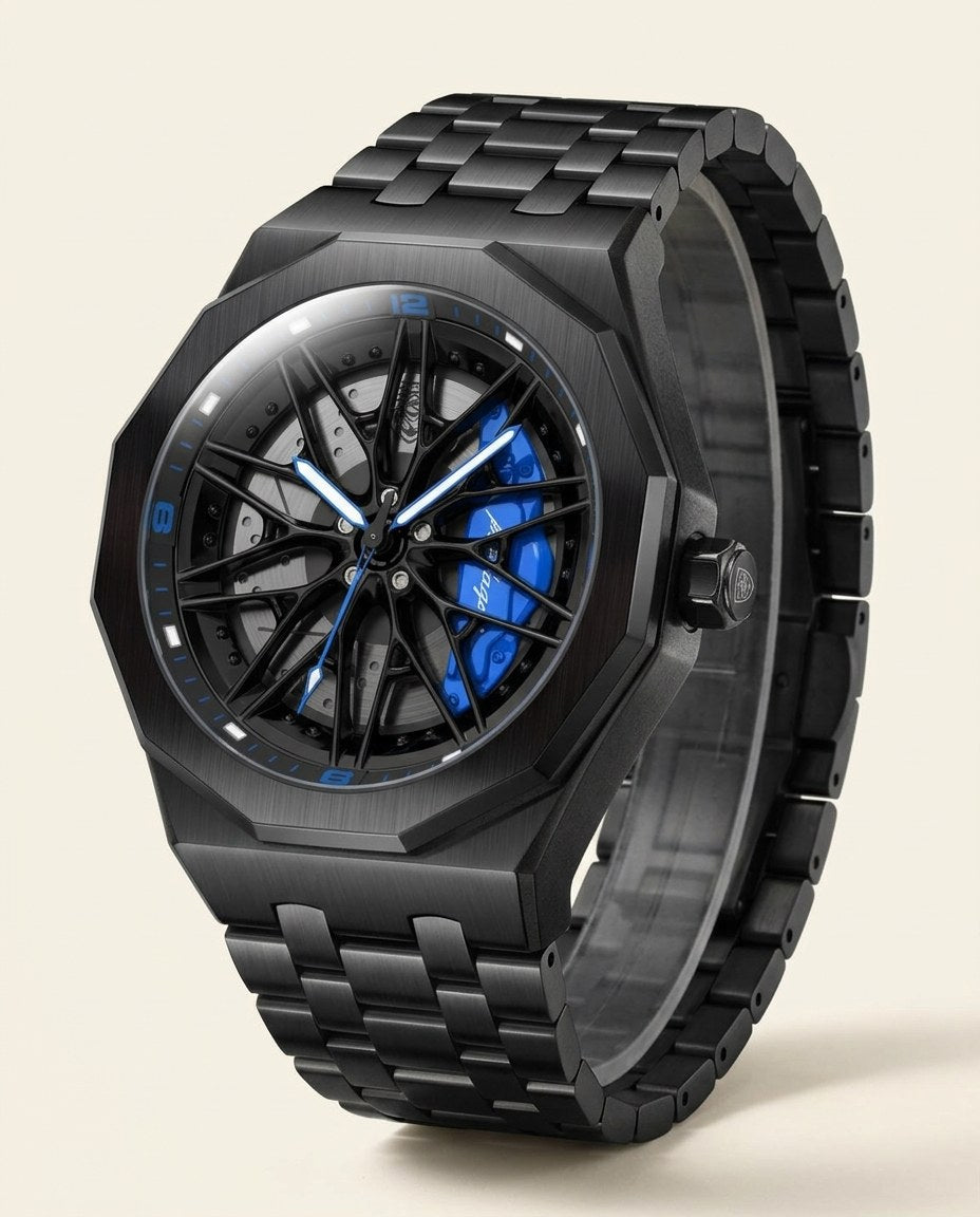 Black Rim Sport Black case, Blue dial