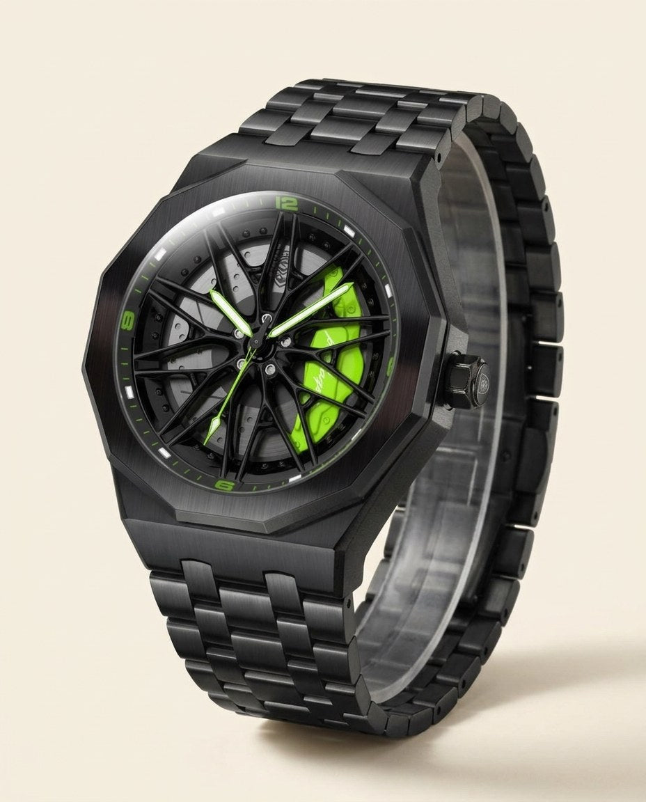 Black Rim Sport Black case, Green dial