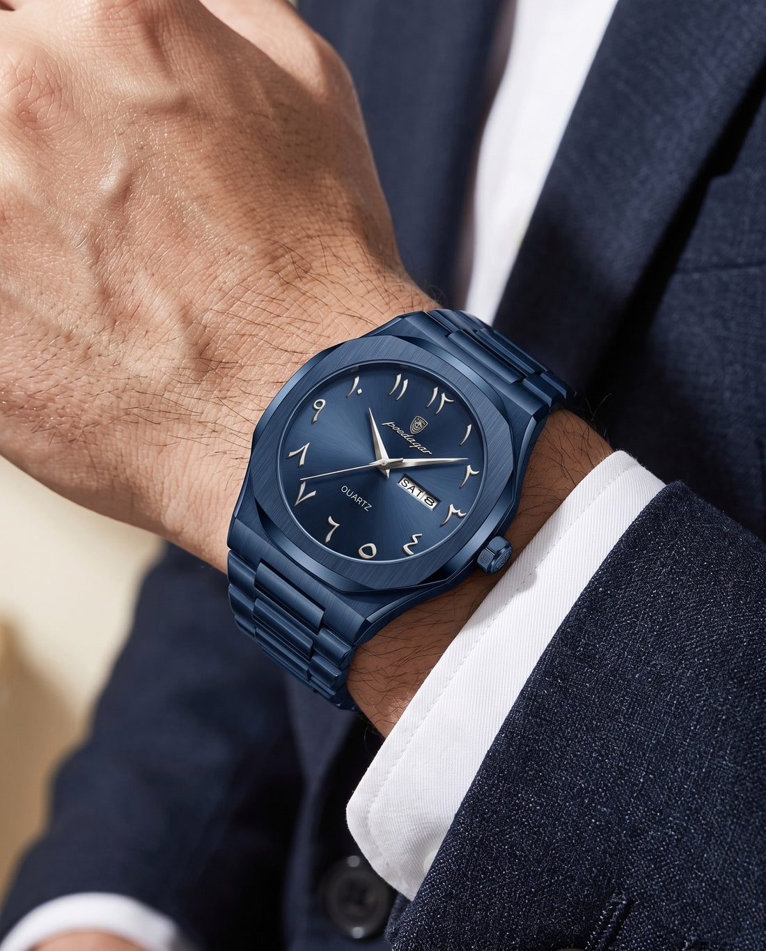 Sultan Arabic Dial Day-Date Blue case, Blue dial on the wrist