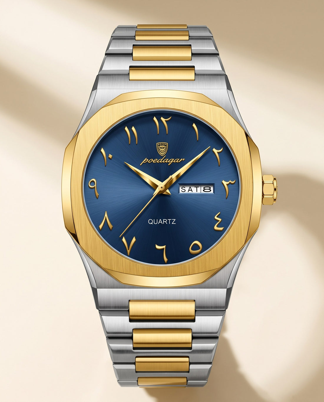 Sultan Arabic Dial Day-Date Gold case, Blue dial