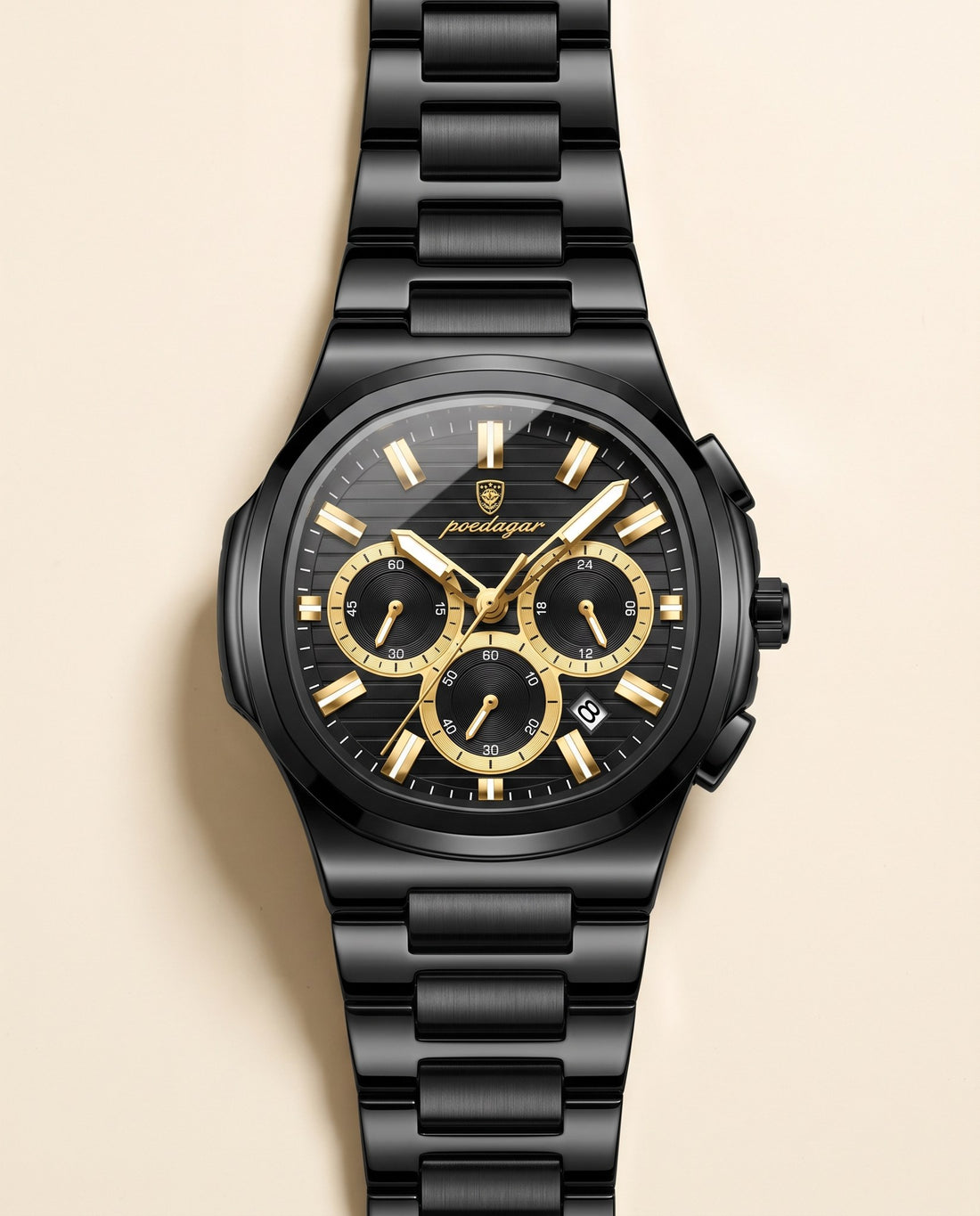 Regal Steel Chronograph Black case, Black dial
