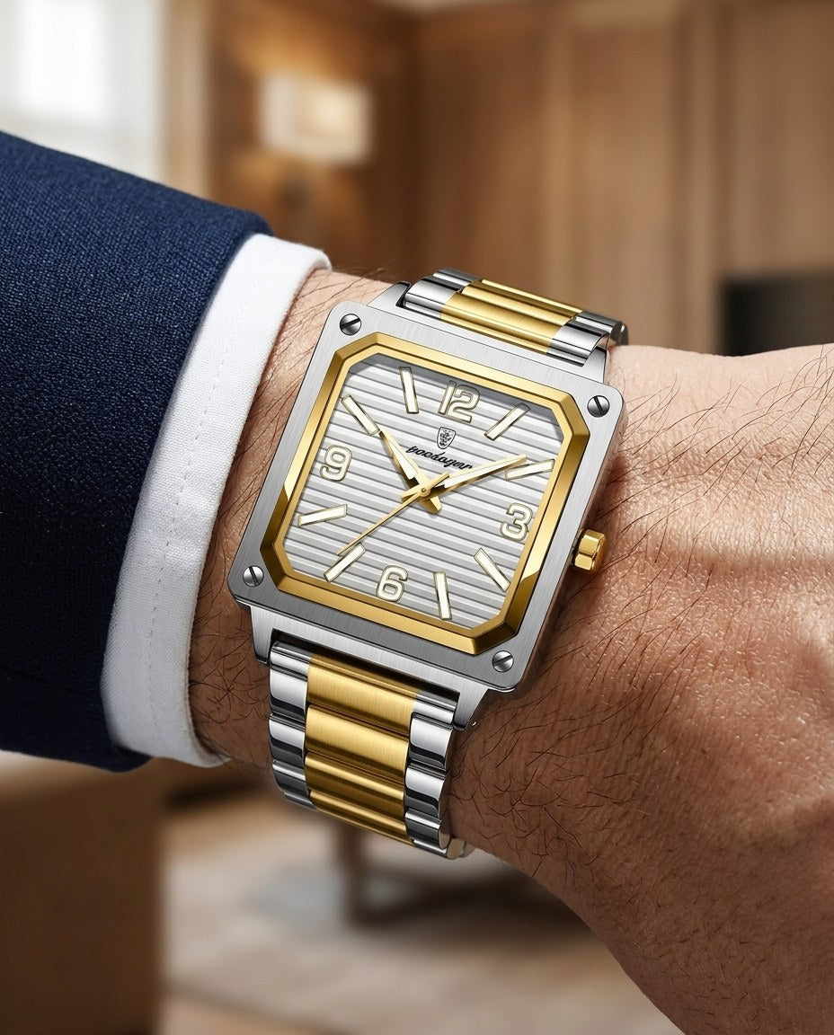 Metro Square Classic Gold case, White dial on the wrist