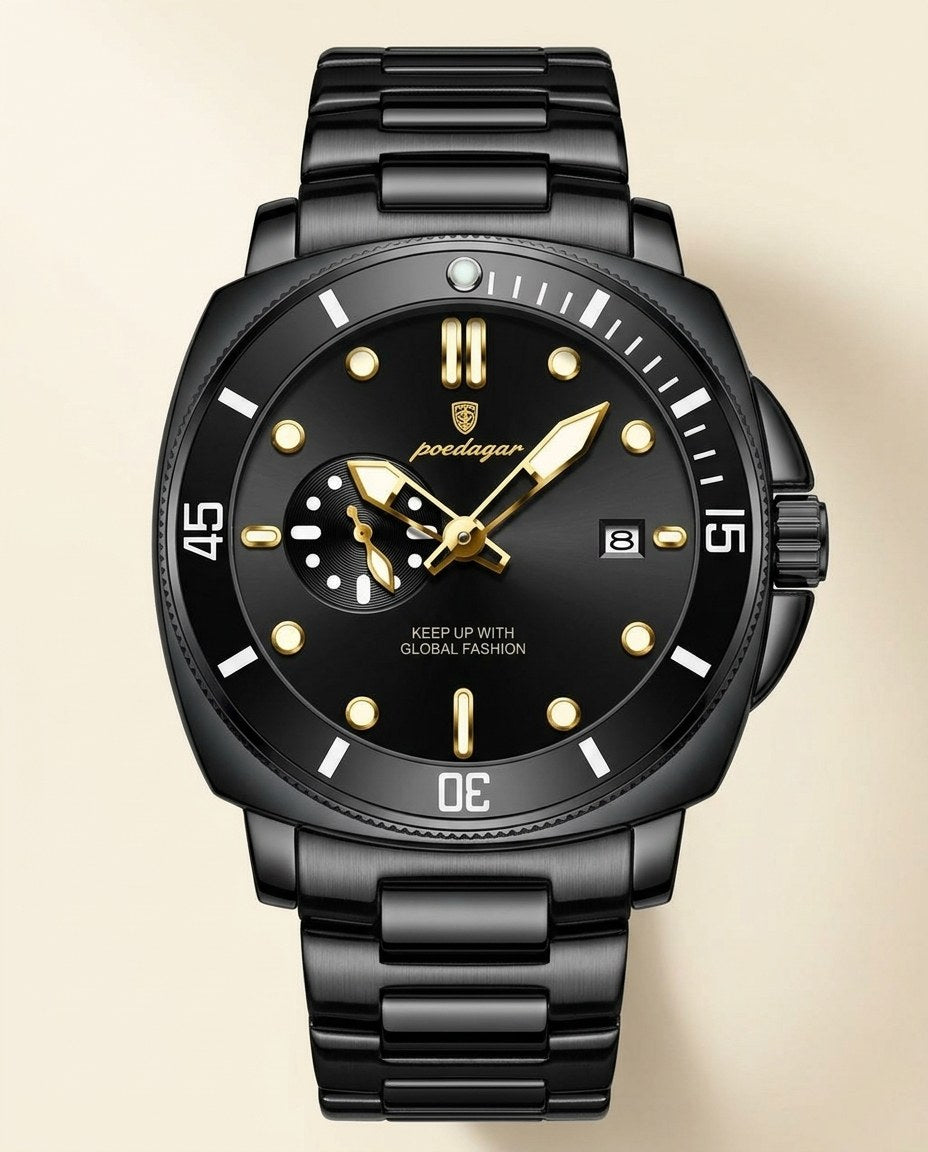 Ocean Diver Two-Tone Black case, Black dial front