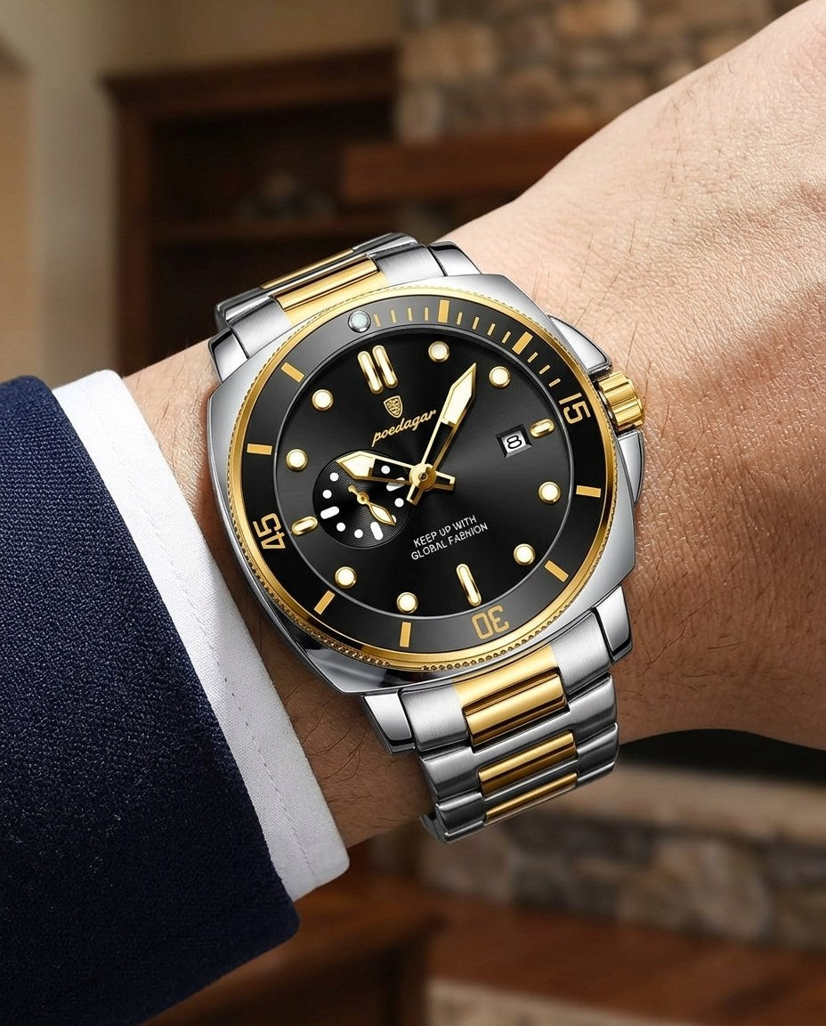 Ocean Diver Two-Tone Gold case, Black dial on the wrist