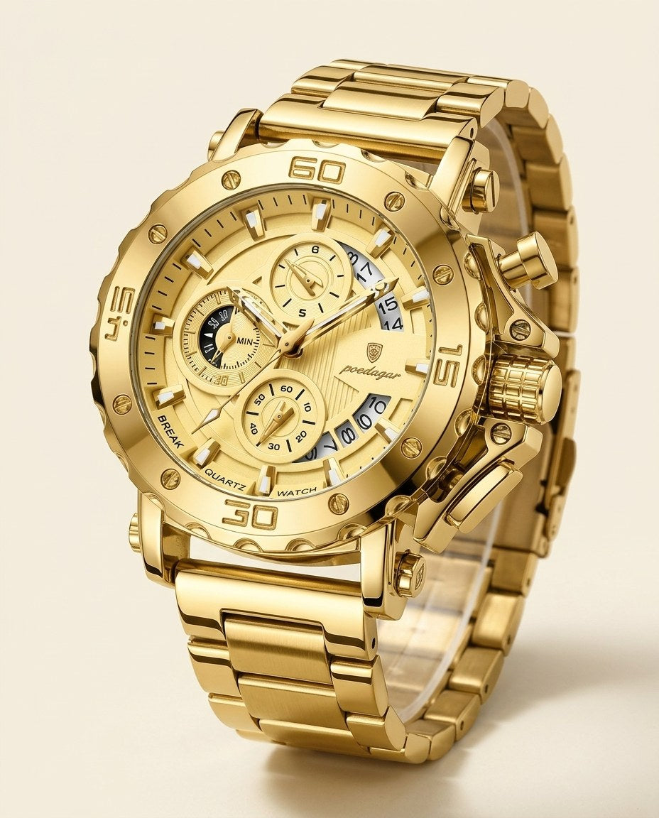 Titan Sport Chronograph (Steel Mesh) Gold case, Gold dial hero