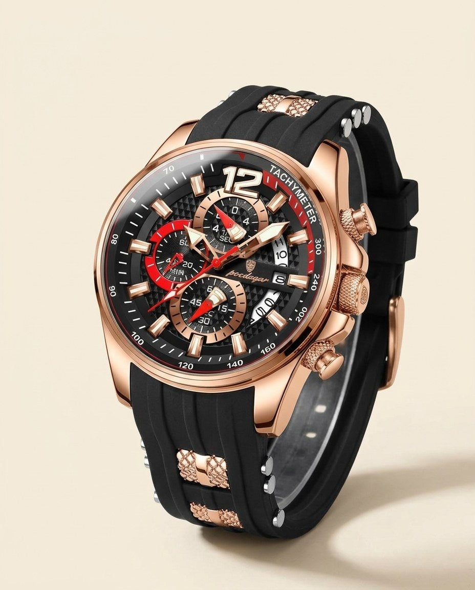 Velocity Sport Chronograph Rose Gold case, Black dial hero