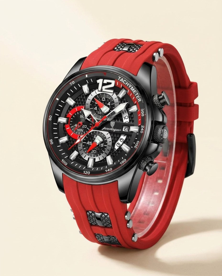 Velocity Sport Chronograph Black case, Red dial