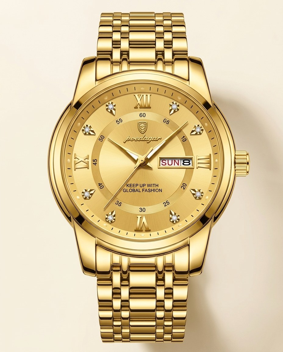 Diamond Marker Day-Date Gold case, Gold dial front