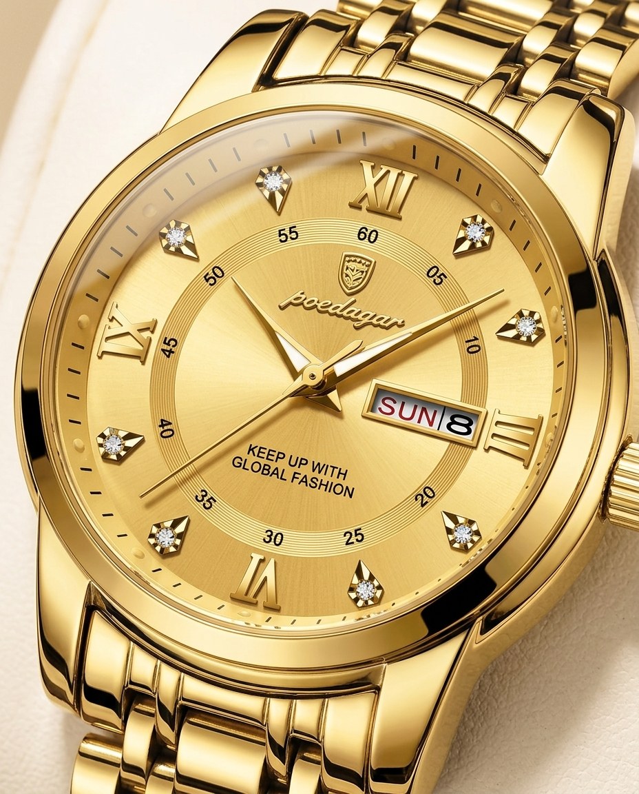 Diamond Marker Day-Date Gold case, Gold dial dial close-up