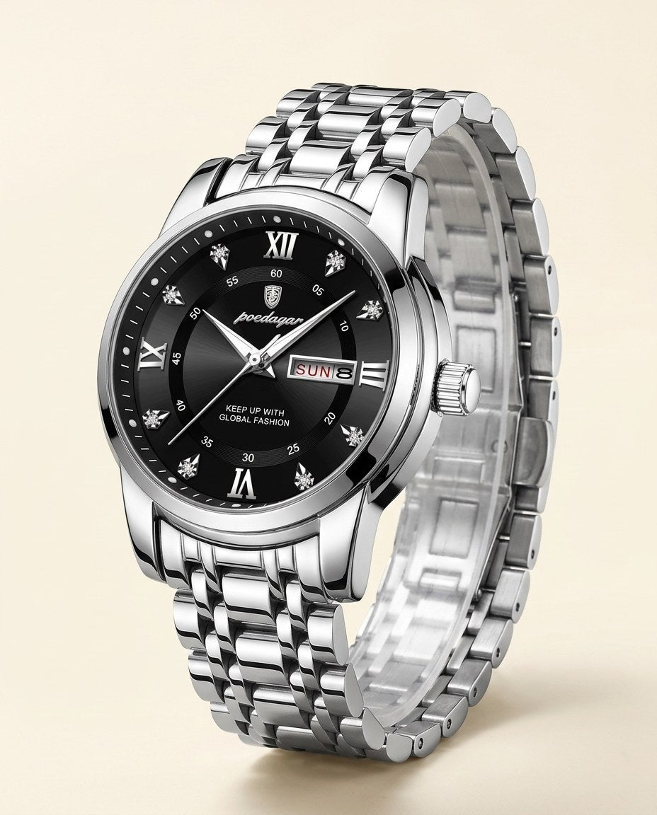 Diamond Marker Day-Date Silver case, Black dial