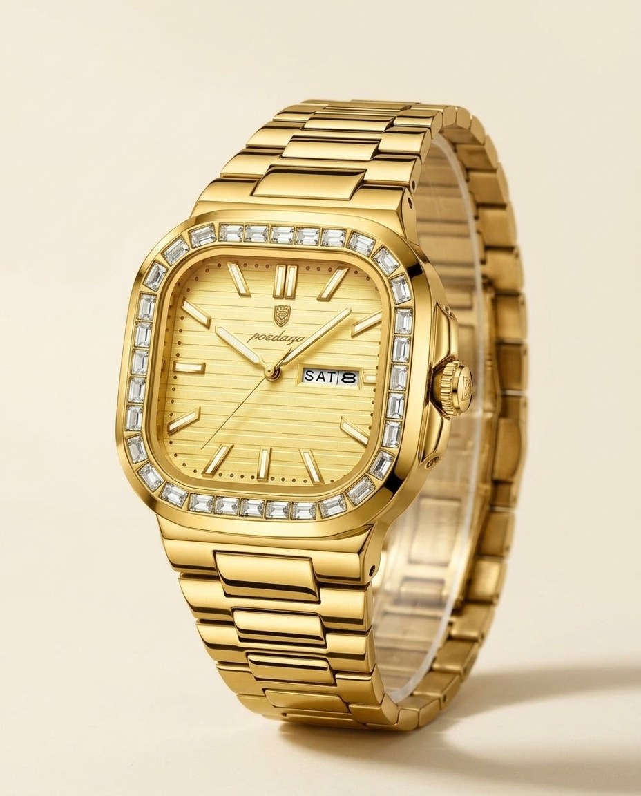 Crystal Square Day-Date Gold case, Gold dial hero