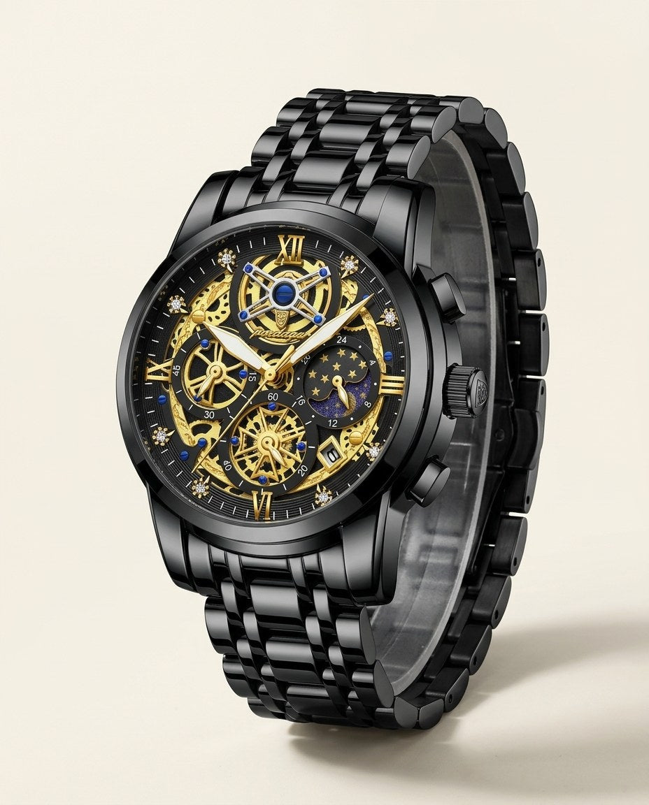 Celestial Skeleton Chronograph Black case, Black dial