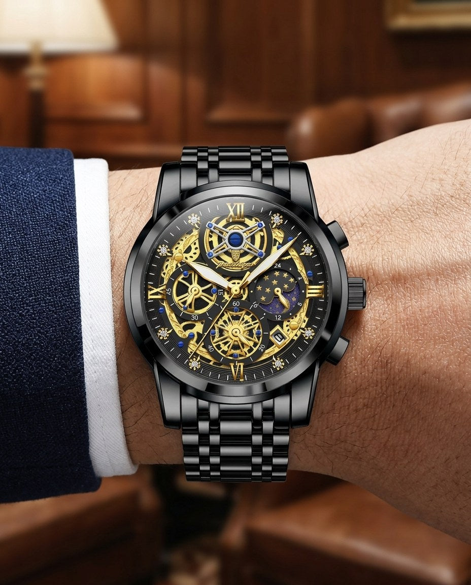 Celestial Skeleton Chronograph Black case, Black dial on the wrist
