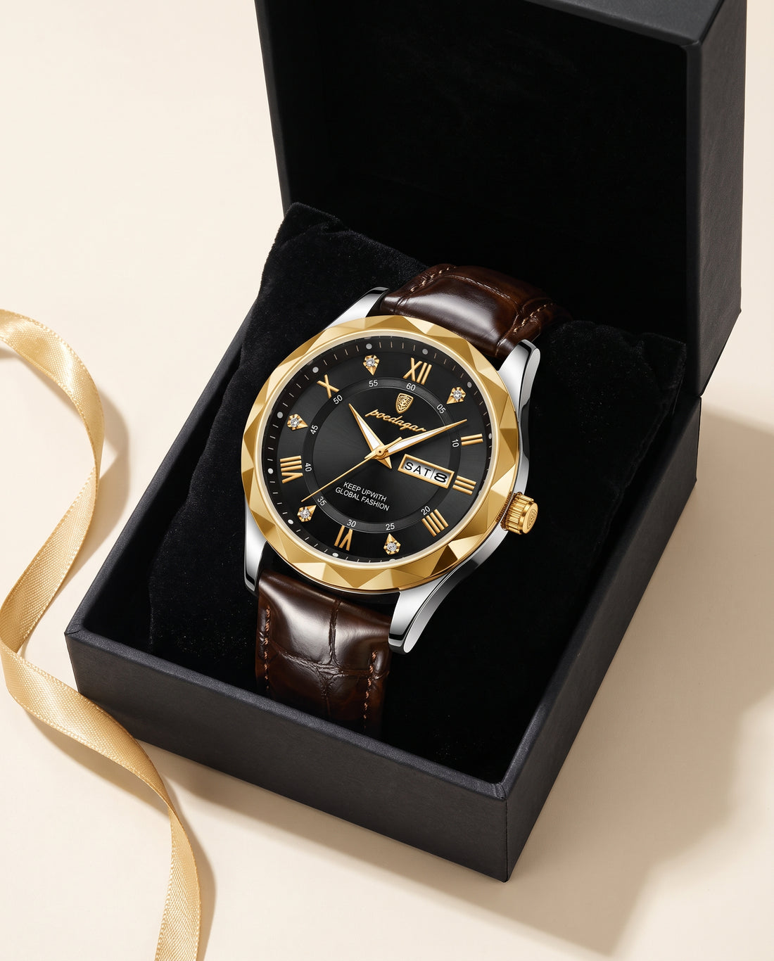 Regent Roman Leather Day-Date