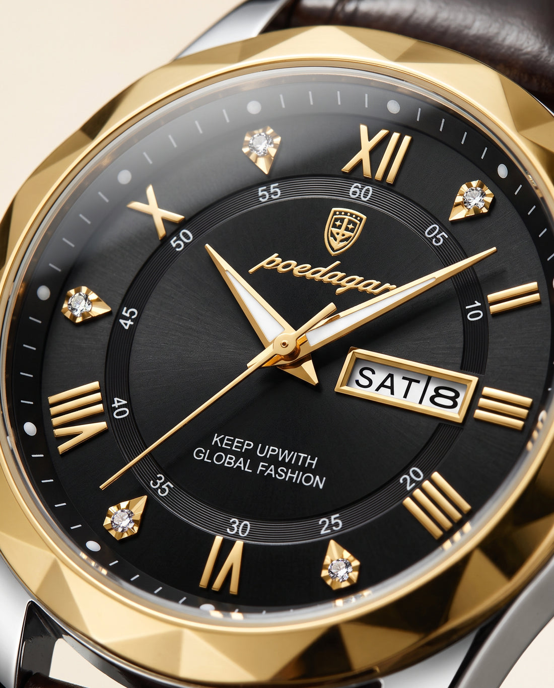 Regent Roman Leather Day-Date