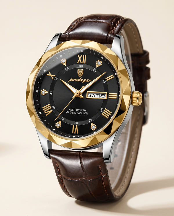 Regent Roman Leather Day-Date