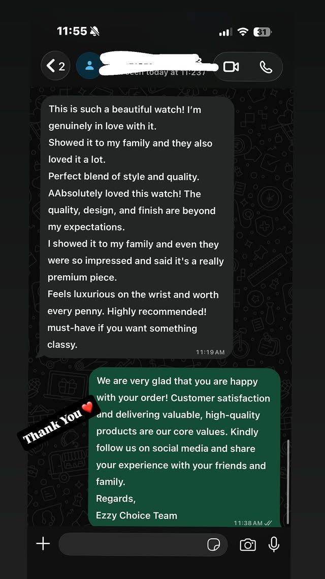 Customer review from WhatsApp