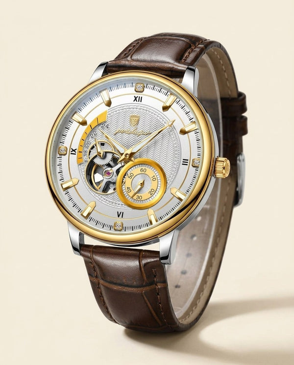Royal Open-Heart Automatic (Leather) Gold case, White dial hero