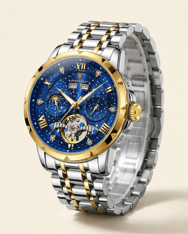 Starlight Open-Heart Automatic Gold case, Blue dial hero