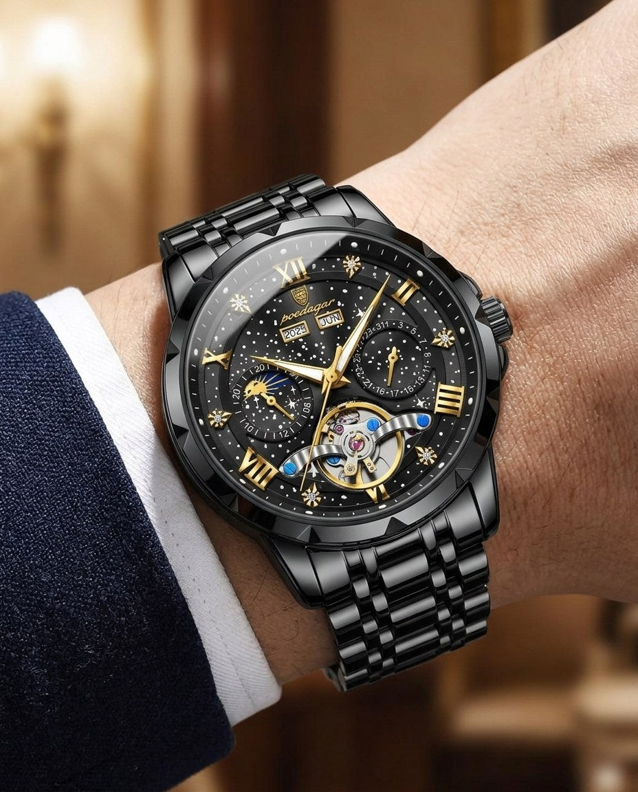 Starlight Open-Heart Automatic Black case, Black dial on the wrist