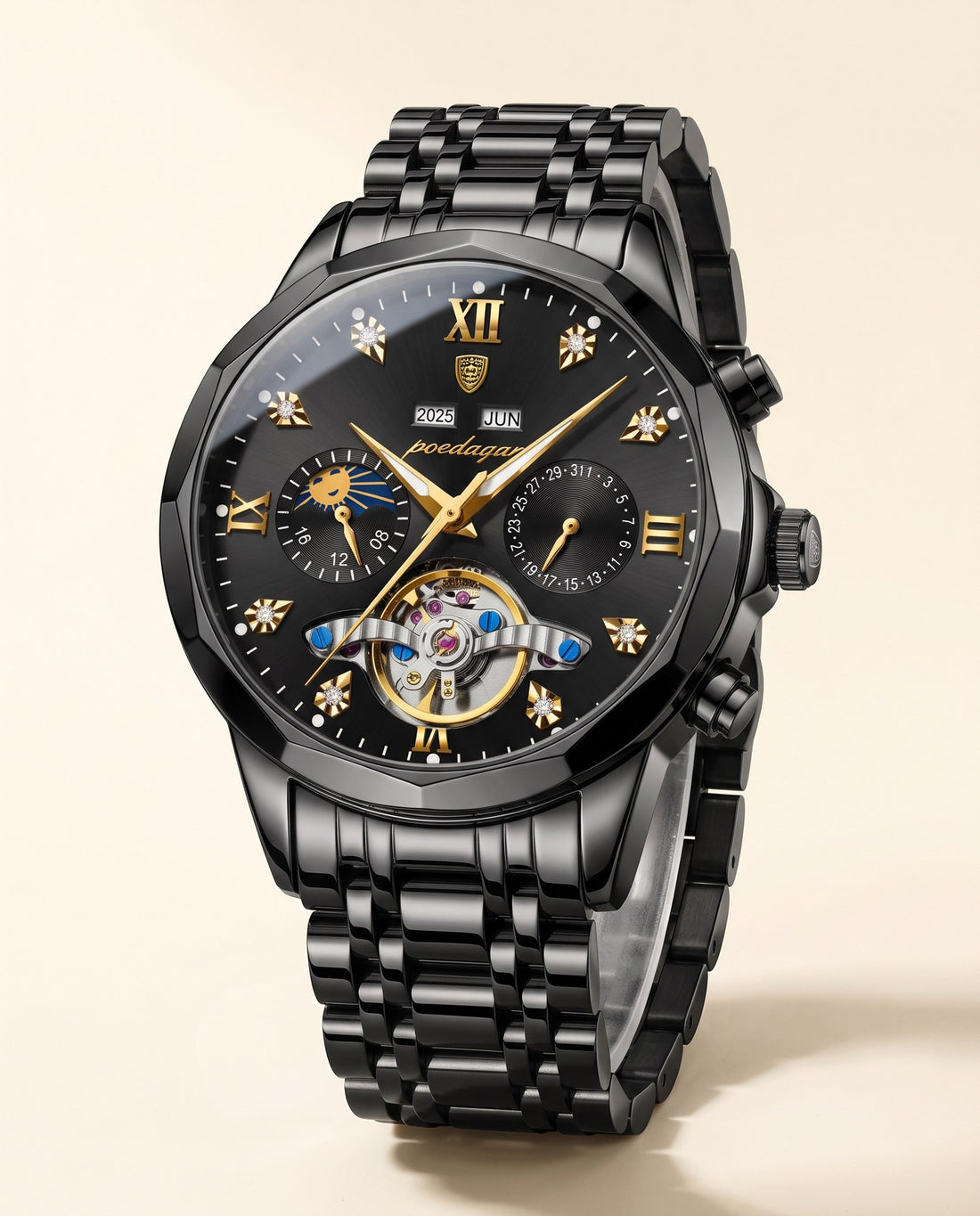 Grand Open-Heart Automatic Black case, Black dial front