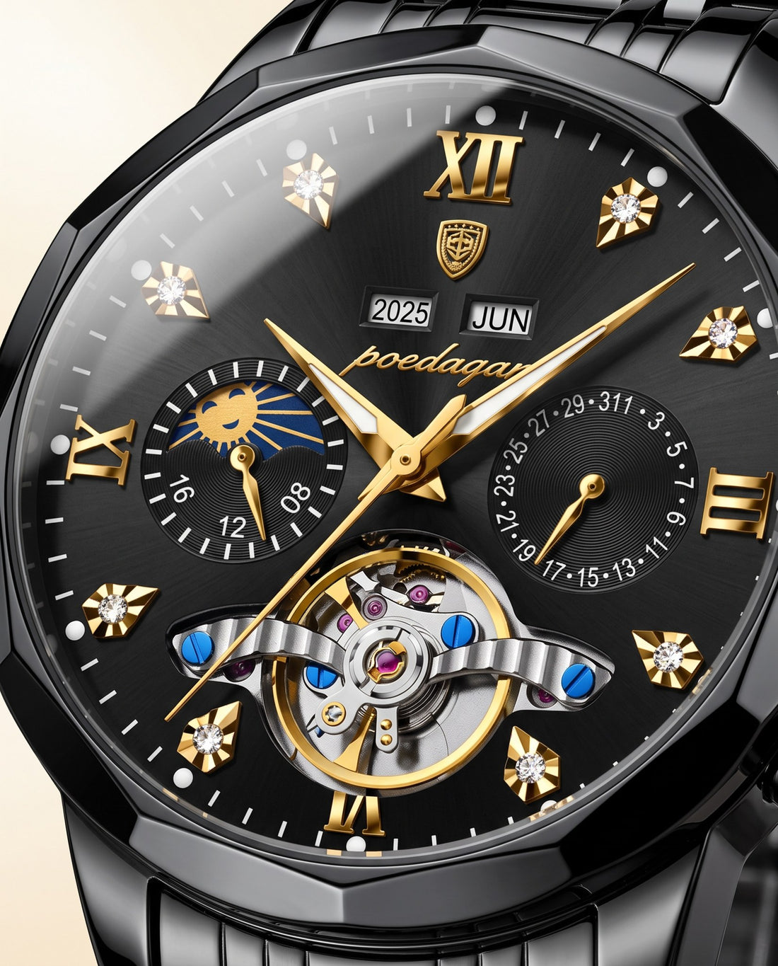 Grand Open-Heart Automatic Black case, Black dial dial close-up