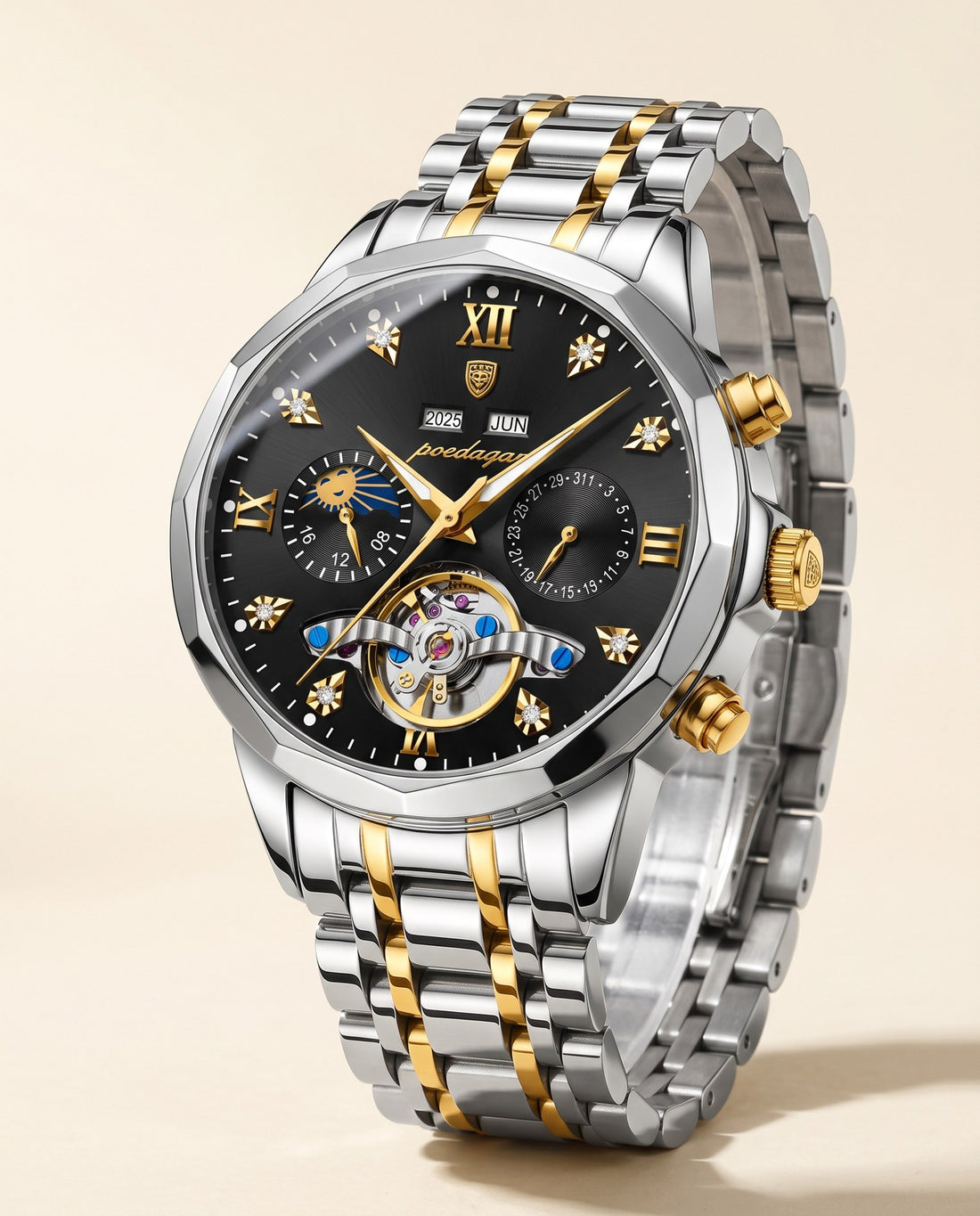 Grand Open-Heart Automatic Gold case, Black dial