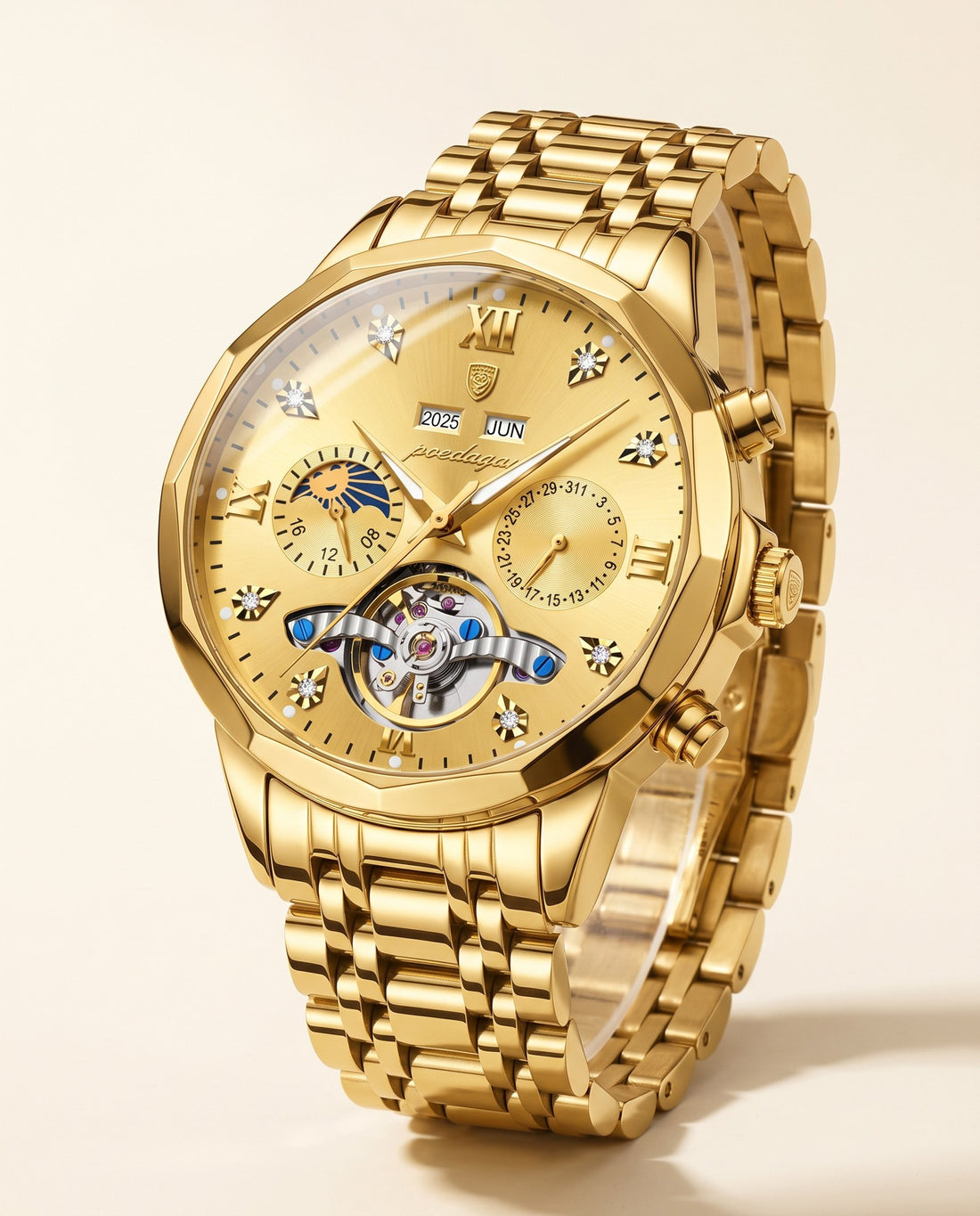 Grand Open-Heart Automatic Gold case, Gold dial