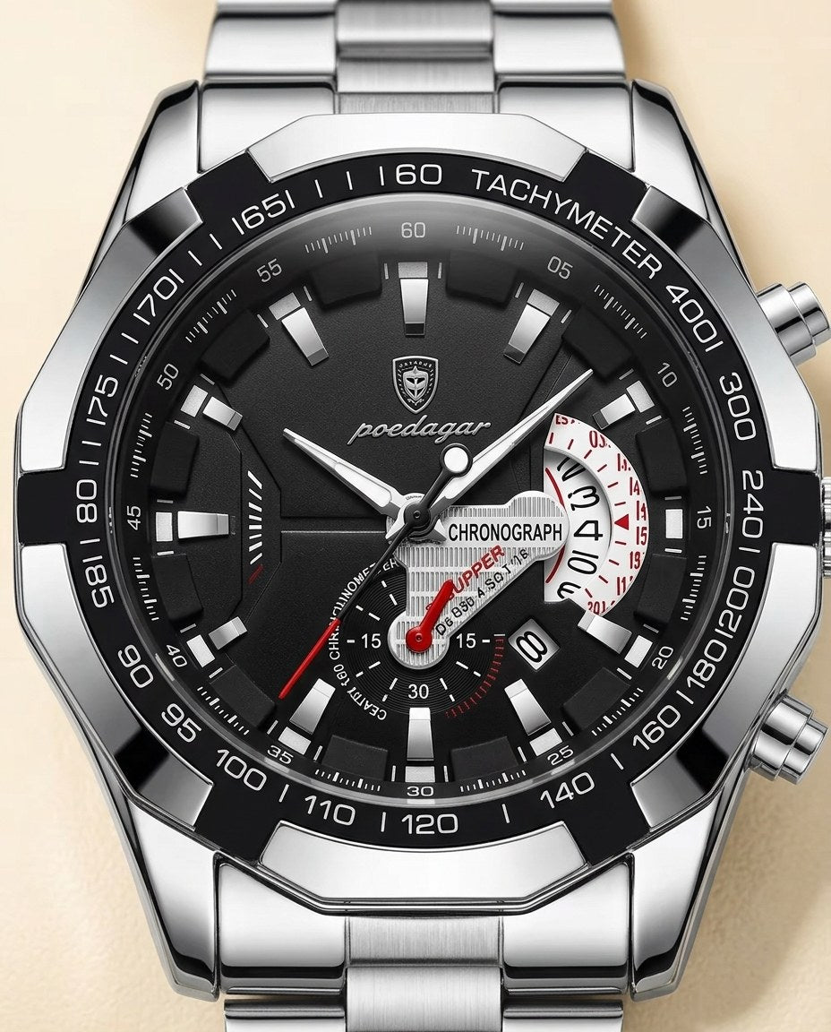 Turbo Tachymeter Sport Silver case, Black dial dial close-up
