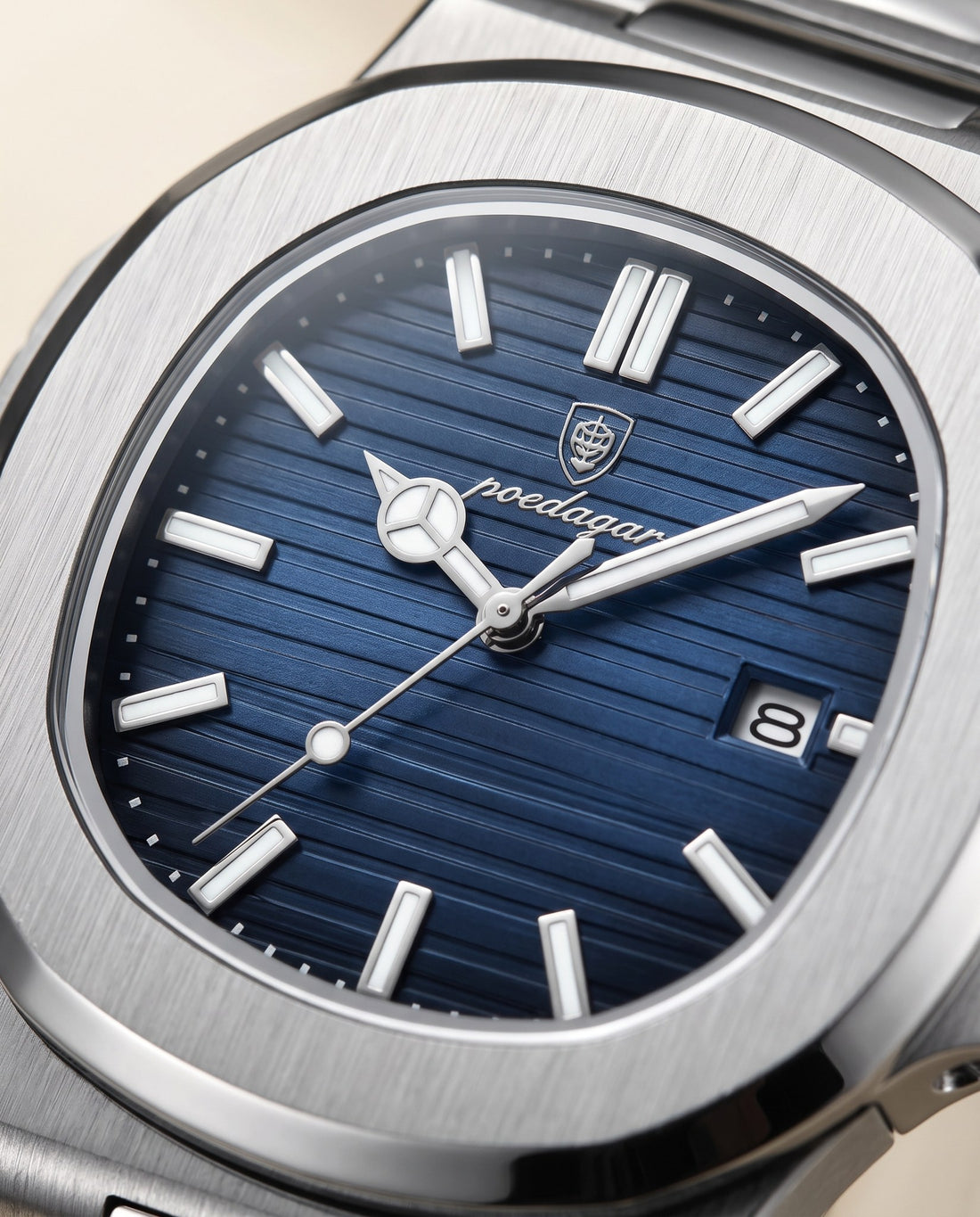 Blue Octagon Classic Silver case, Blue dial dial close-up