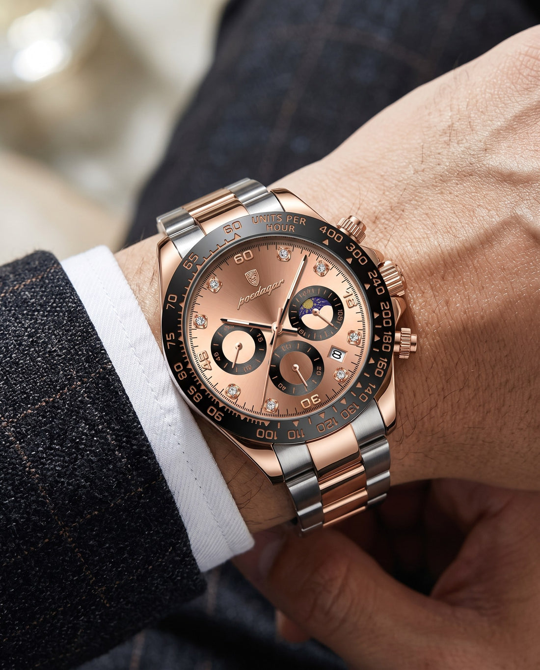 Rose Racer Chronograph Rose Gold case, Rose Gold dial on the wrist