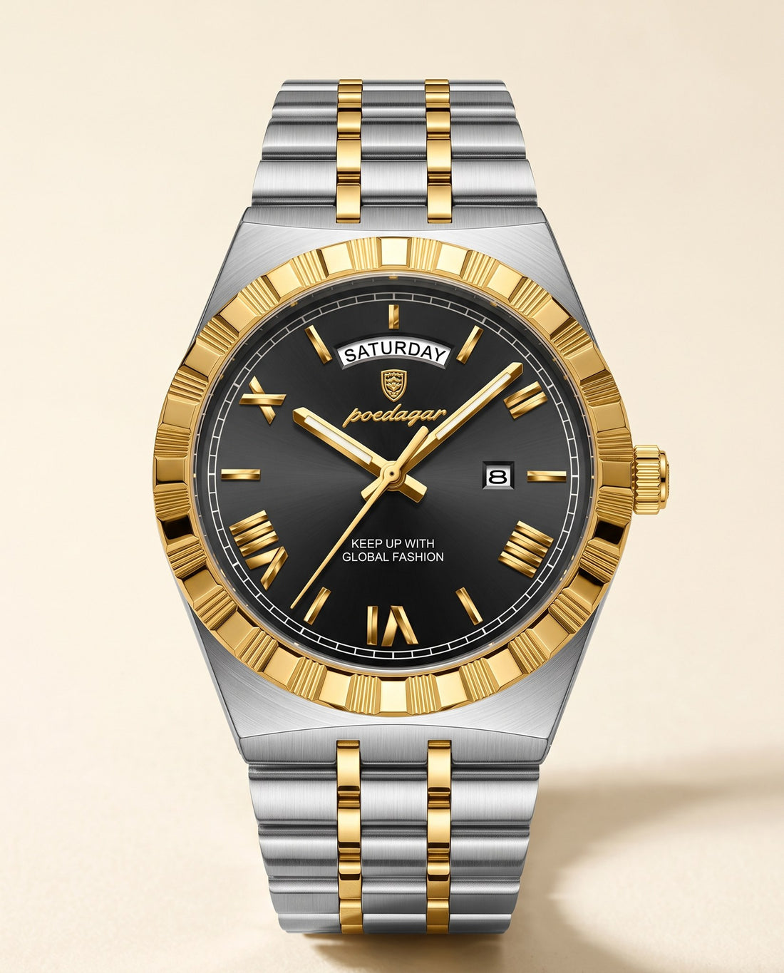 Crown Day-Date Two-Tone Gold case, Black dial hero