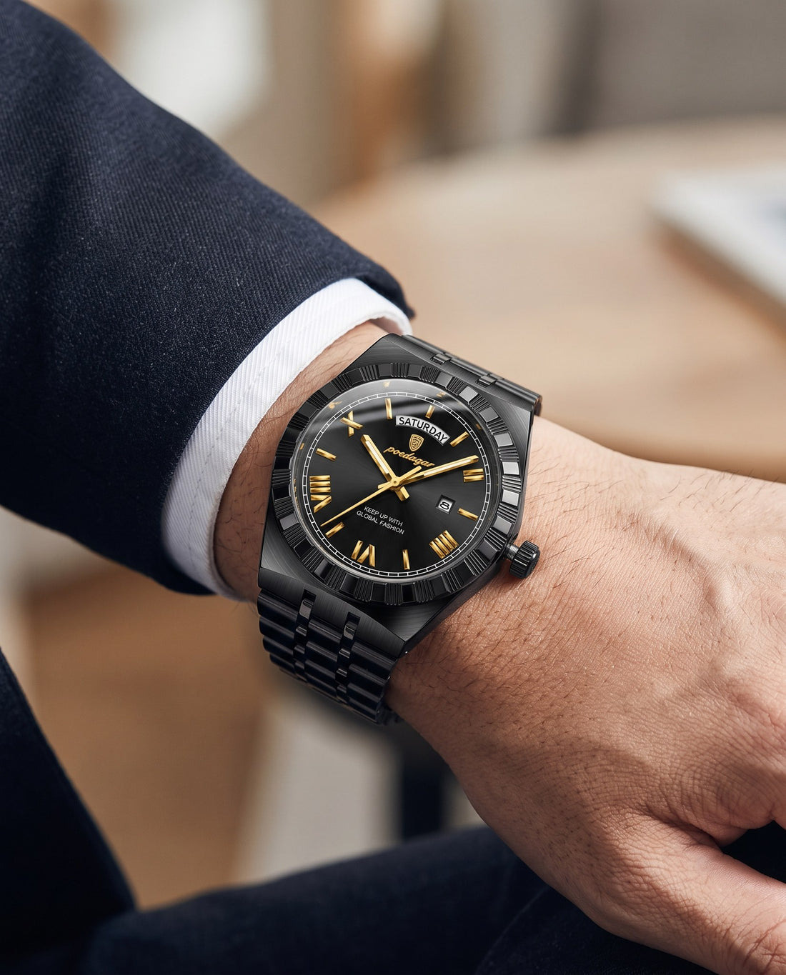 Crown Day-Date Two-Tone Black case, Black dial on the wrist