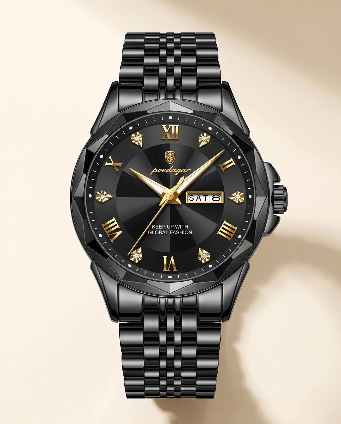 Diamond-Cut Day-Date Black case, Black dial hero