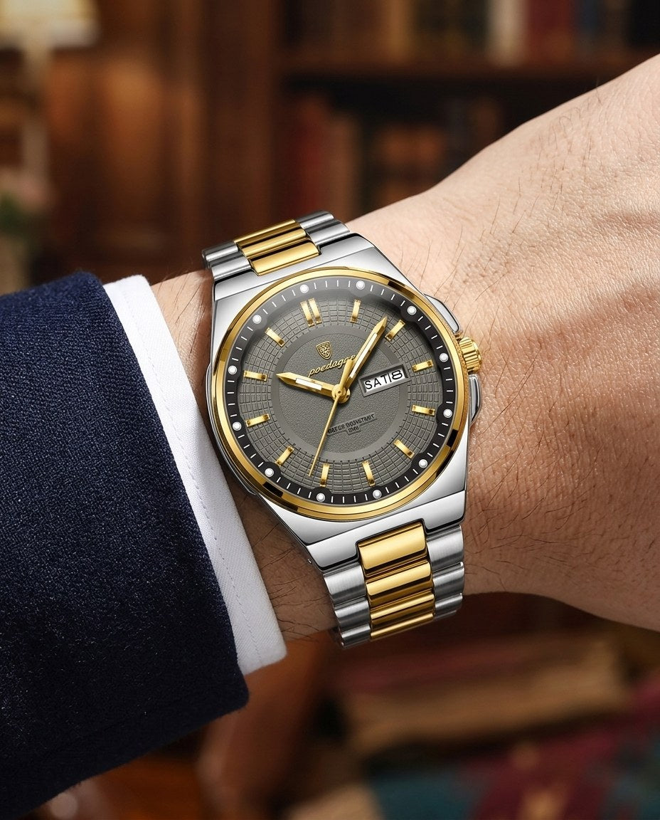 Grace Two-Tone Ladies Day-Date Gold case, Grey dial on the wrist