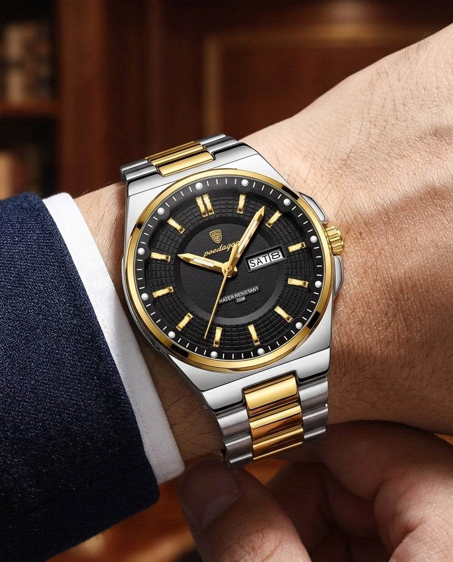 Grace Two-Tone Ladies Day-Date Gold case, Black dial on the wrist