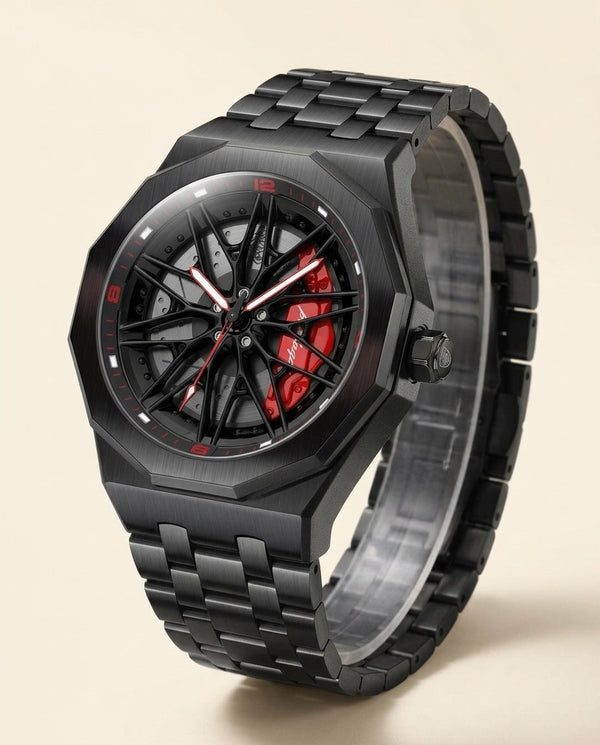 Black Rim Sport Black case, Red dial hero