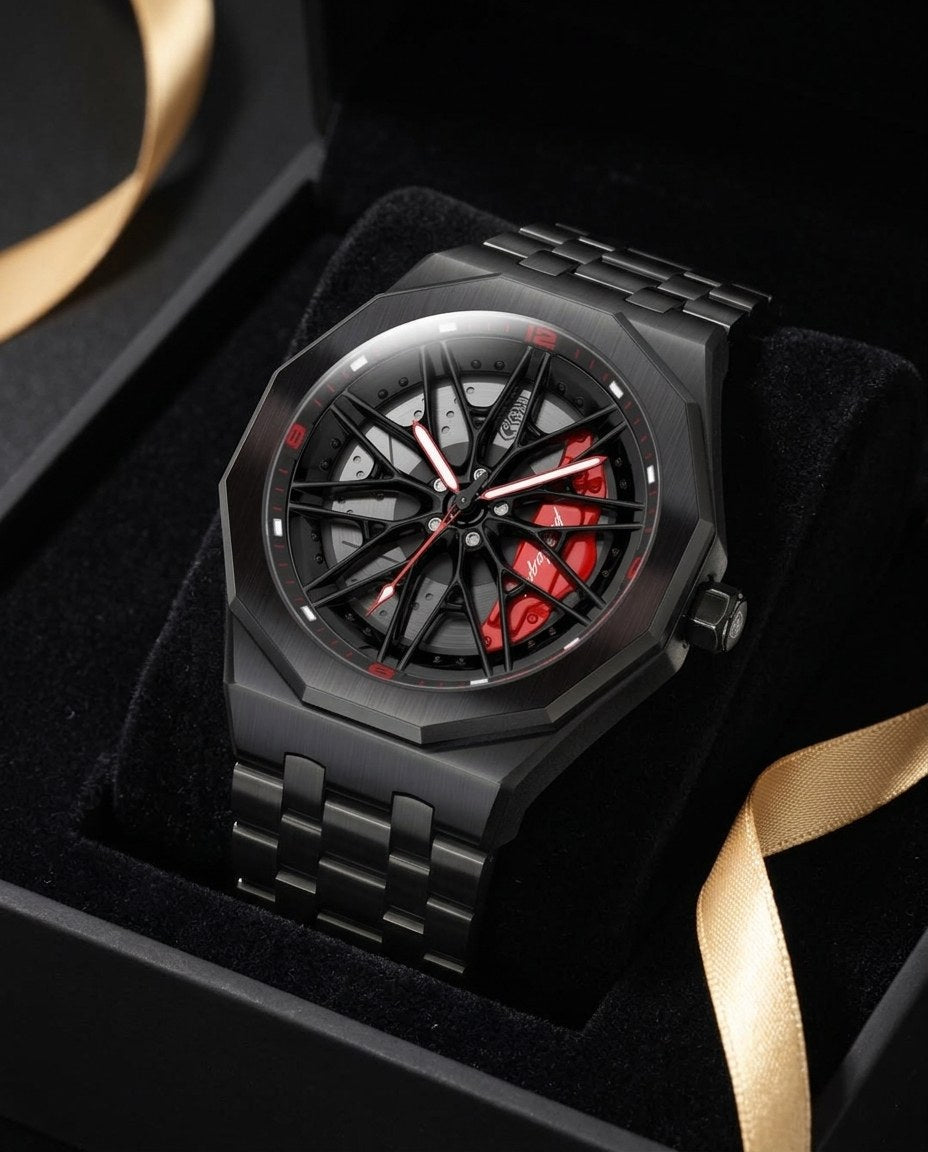 Black Rim Sport Black case, Red dial in the gift box