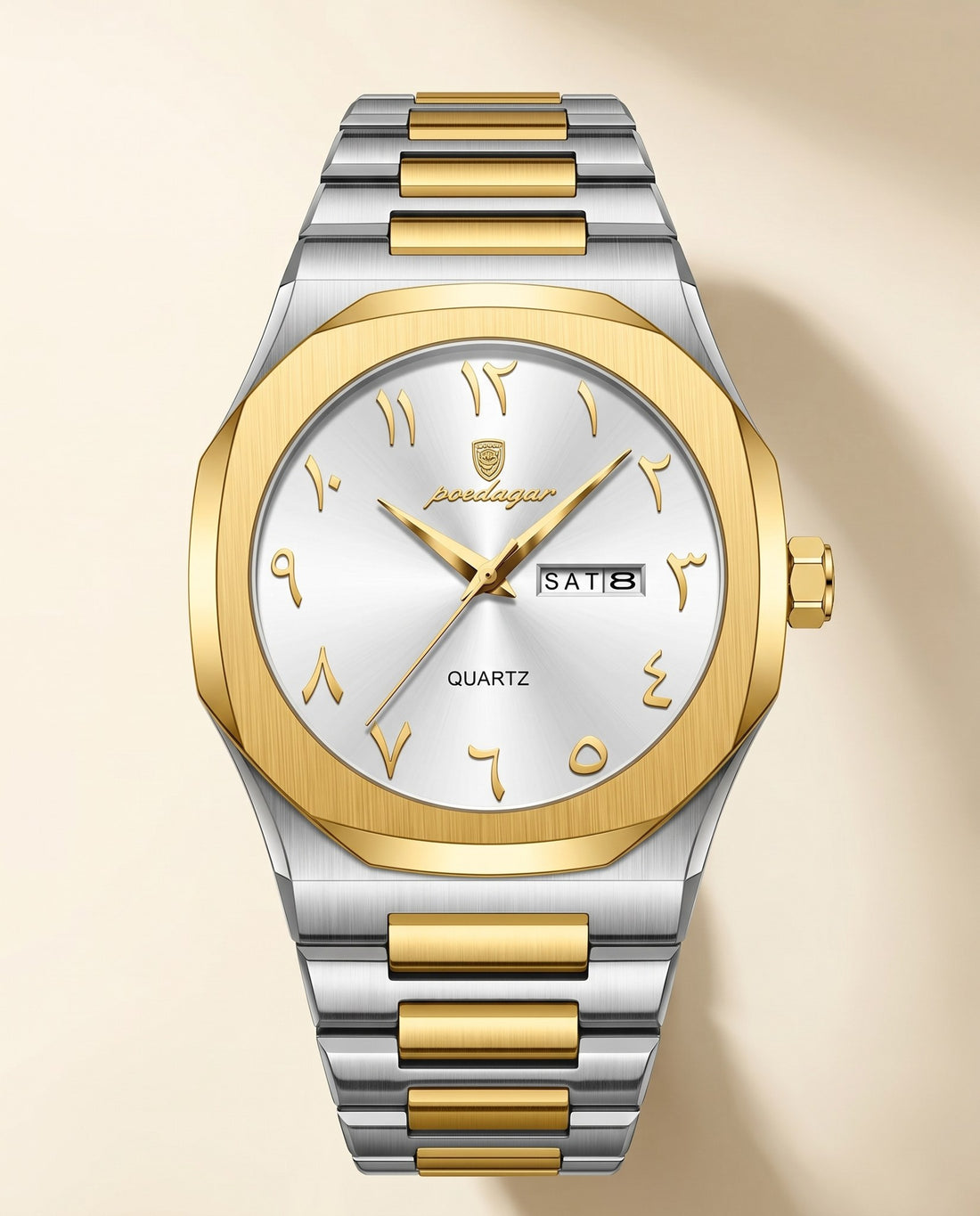 Sultan Arabic Dial Day-Date Gold case, White dial front