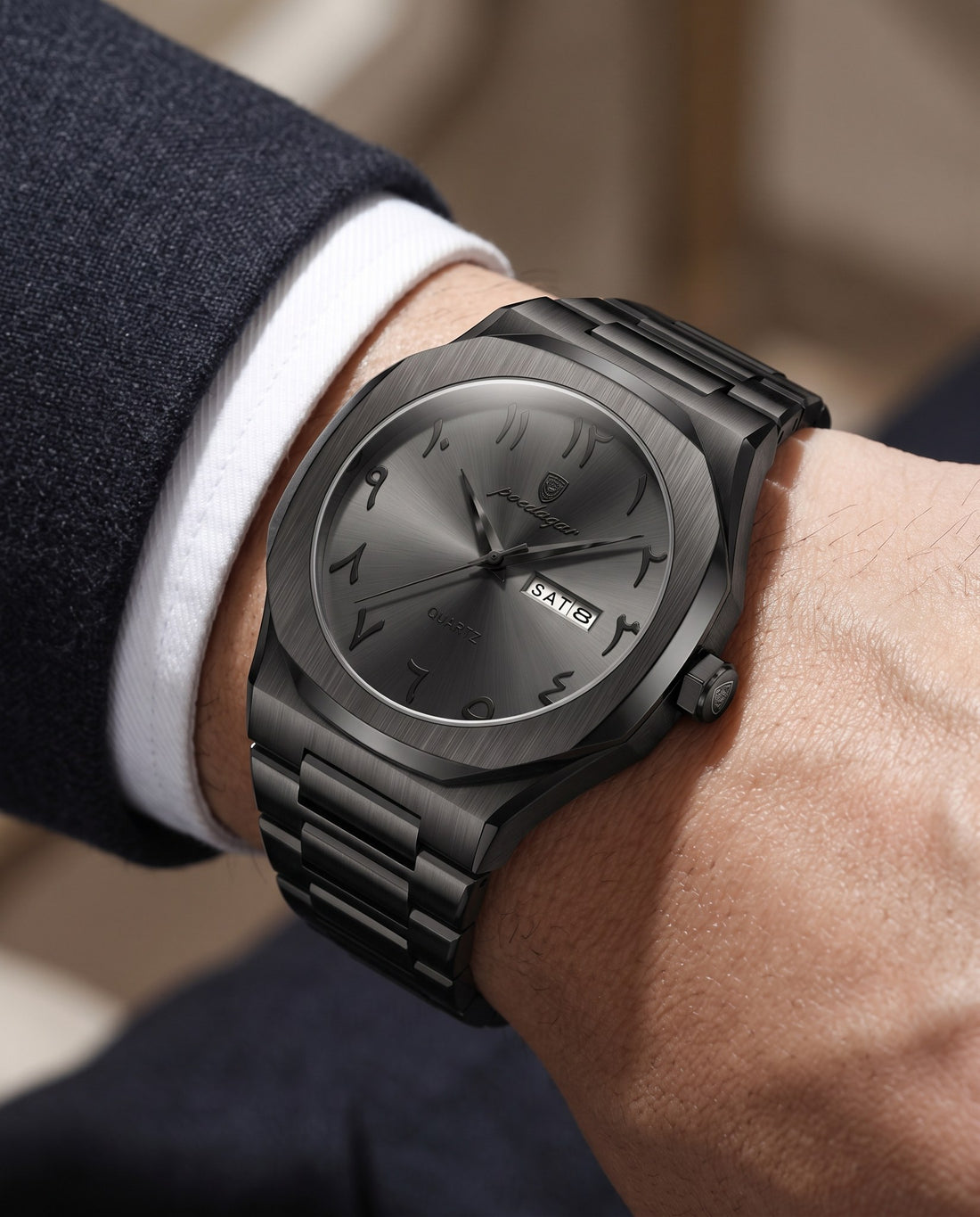 Sultan Arabic Dial Day-Date Black case, Black dial on the wrist
